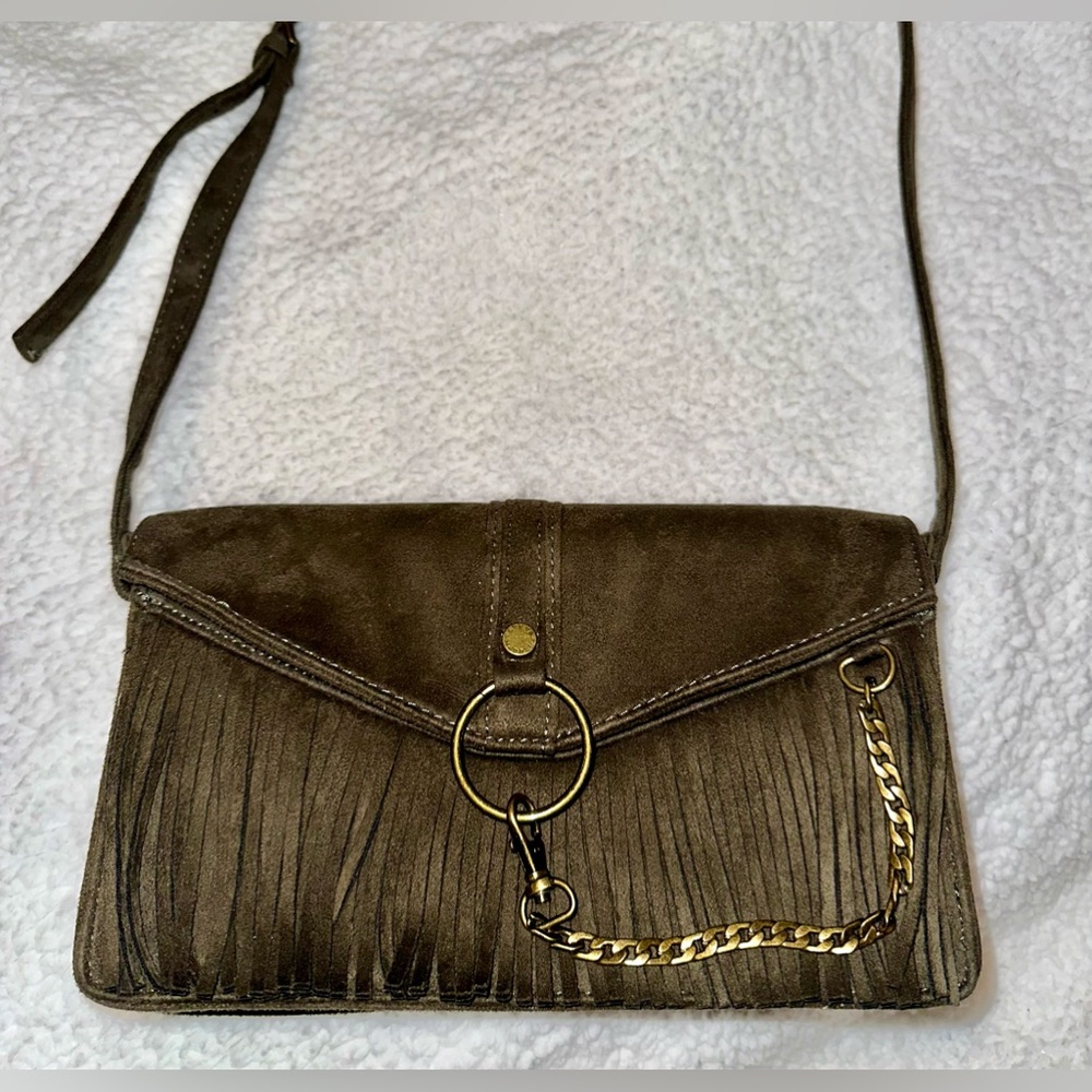 Steve Madden Dark Green Fringe Shoulder Crossbody Bag
